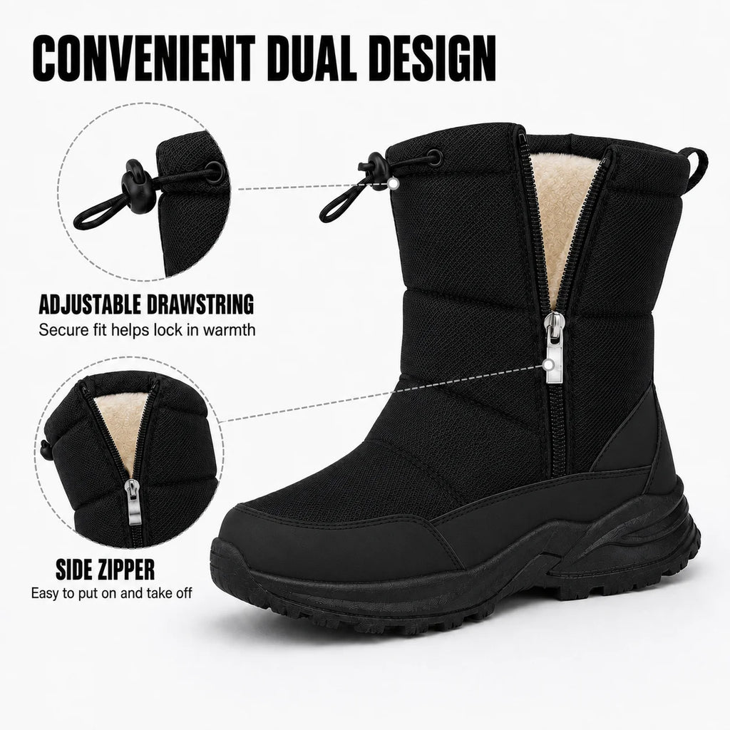 Botas de Nieve de Invierno para Mujer, Tallas Grandes, Cálidas, Forradas de Piel, Resistentes al Agua, Antideslizantes, con Cierre Lateral, Regalo de Navidad y Año Nuevo