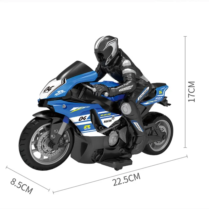 1:10 Large Scale Remote Control Motorcycle 25KM/H Stunt Drift TPR Soft Rubber Anti-fall Wheel Powerful Motor RC Motorcycle Car