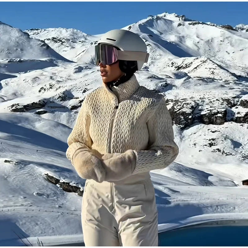 Mono de esquí acolchado informal con cuello alto y manga larga, con cremallera, para mujer, invierno 2026, traje de nieve cálido, mono de esquí de una pieza para dama