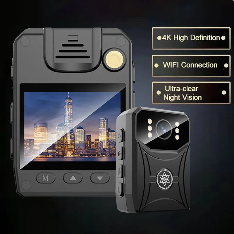 Mini cámara 4K HD con conexión WIFI, visión nocturna infrarroja, cámara corporal de policía, cámara portátil impermeable, grabadora de vídeo Digital pequeña