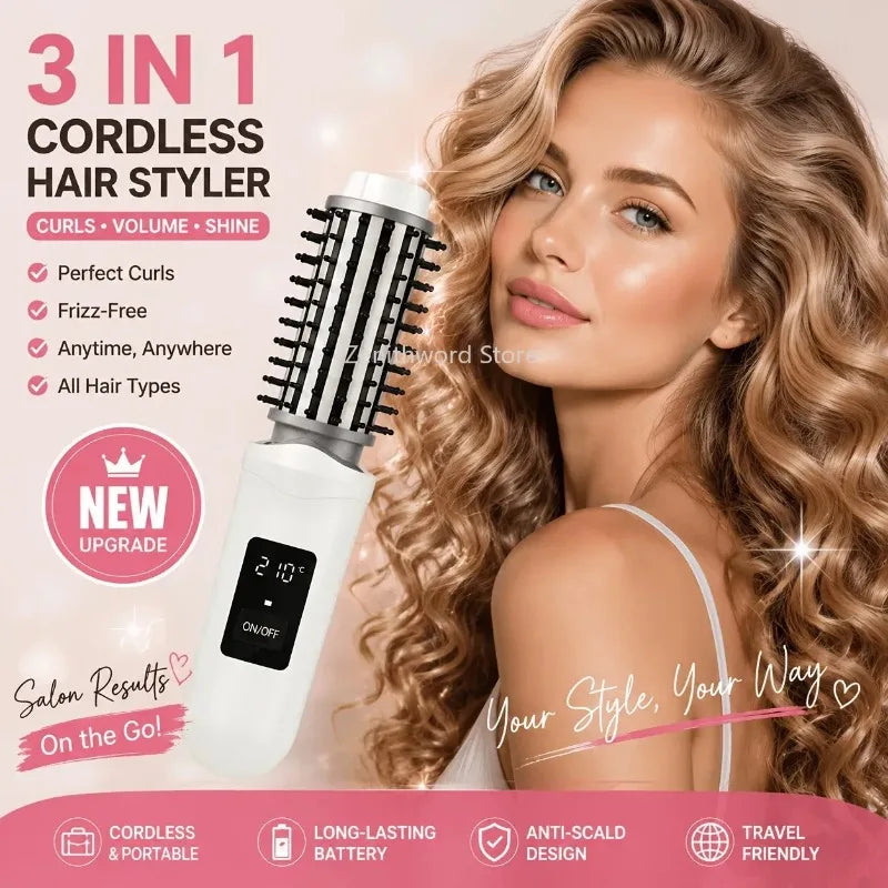 Cepillo Rizador, Secador de Pelo con Aire Caliente, Voluminizador, Peine Alisador, Herramienta de Peinado Multifuncional para Cabello Largo