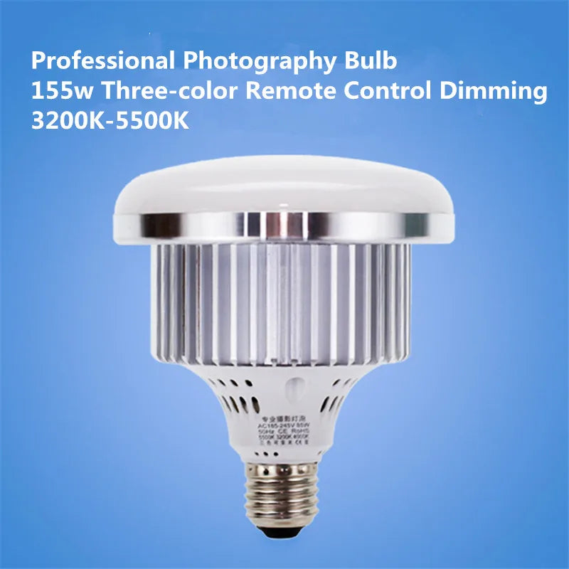 Bombillas de iluminación fotográfica LED de 65W, lámpara Base E27 con Control remoto, bombilla de luz diurna regulable para Softbox de estudio fotográfico