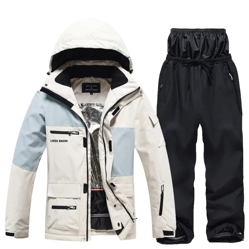 Monos de esquí y Snowboard para hombres y mujeres, traje de esquí térmico impermeable a prueba de viento, conjunto de chaqueta y pantalones de montaña, nuevo, Invierno
