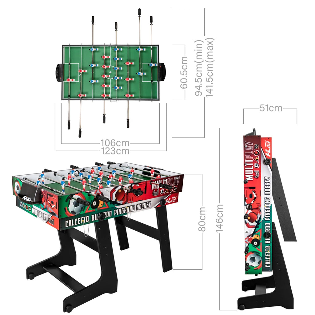 4 HLC 1 multi-game Table, tractable Table Football, multi-function Sports Baby Foot/Billiards/Table Tennis/Hockey, fair for Adults and children's Family Fun