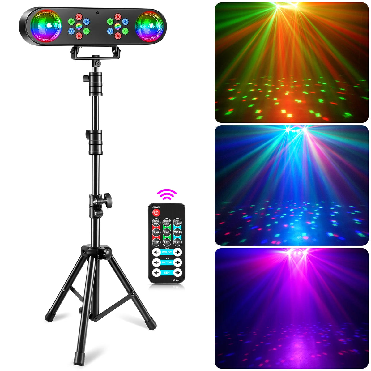Datewink Mini luces de efecto de soporte, iluminación LED RGB para escenario móvil con control remoto para DJ, discoteca, espectáculos, fiestas, conciertos, bares y karaoke.
