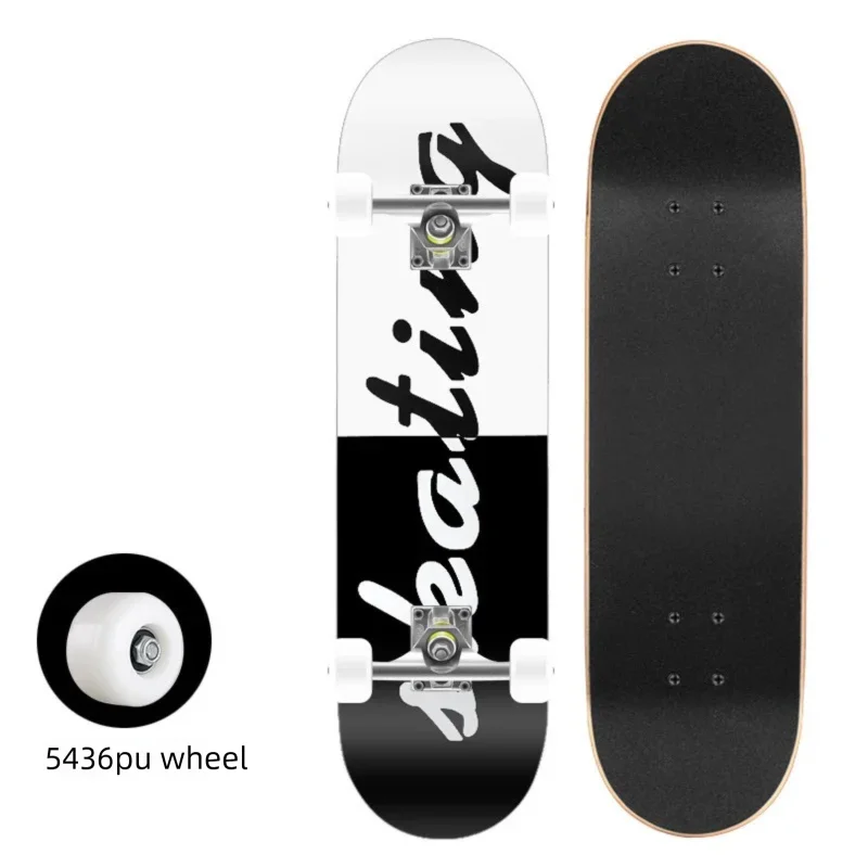 Patineta Completa para Trucos de Doble Patada, Madera de Arce, 4 Ruedas, Impresión por Transferencia de Calor, para Principiantes, Adultos y Niños