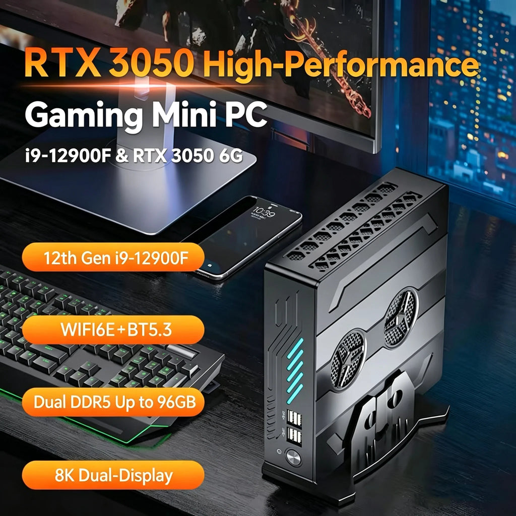 Mini PC Msecore MV9 Pequeño, Intel Core i9/i7/i5, RTX3050, 6G, Gráficos Dedicados, DDR5, NVMe SSD, Computadora de Escritorio para Juegos, WiFi6E, BT5.3, 8K, Oficina