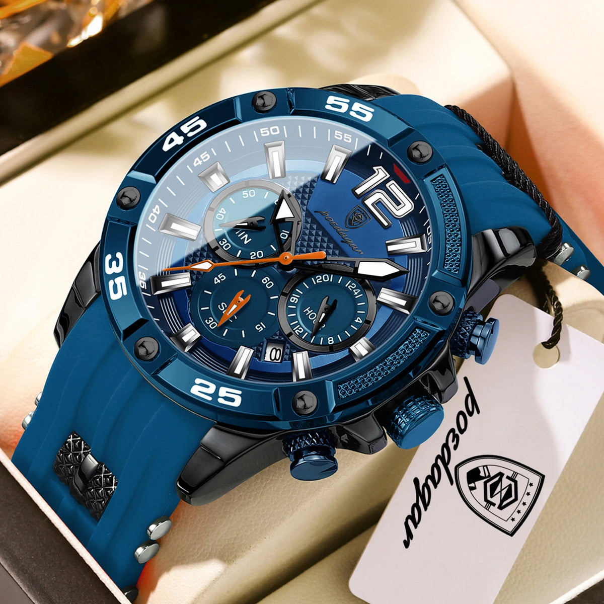 Reloj de pulsera para hombre POEDAGAR, estilo juvenil y moderno, cronógrafo, con fecha, esfera grande, de cuarzo, resistente al agua, luminoso, estilo militar