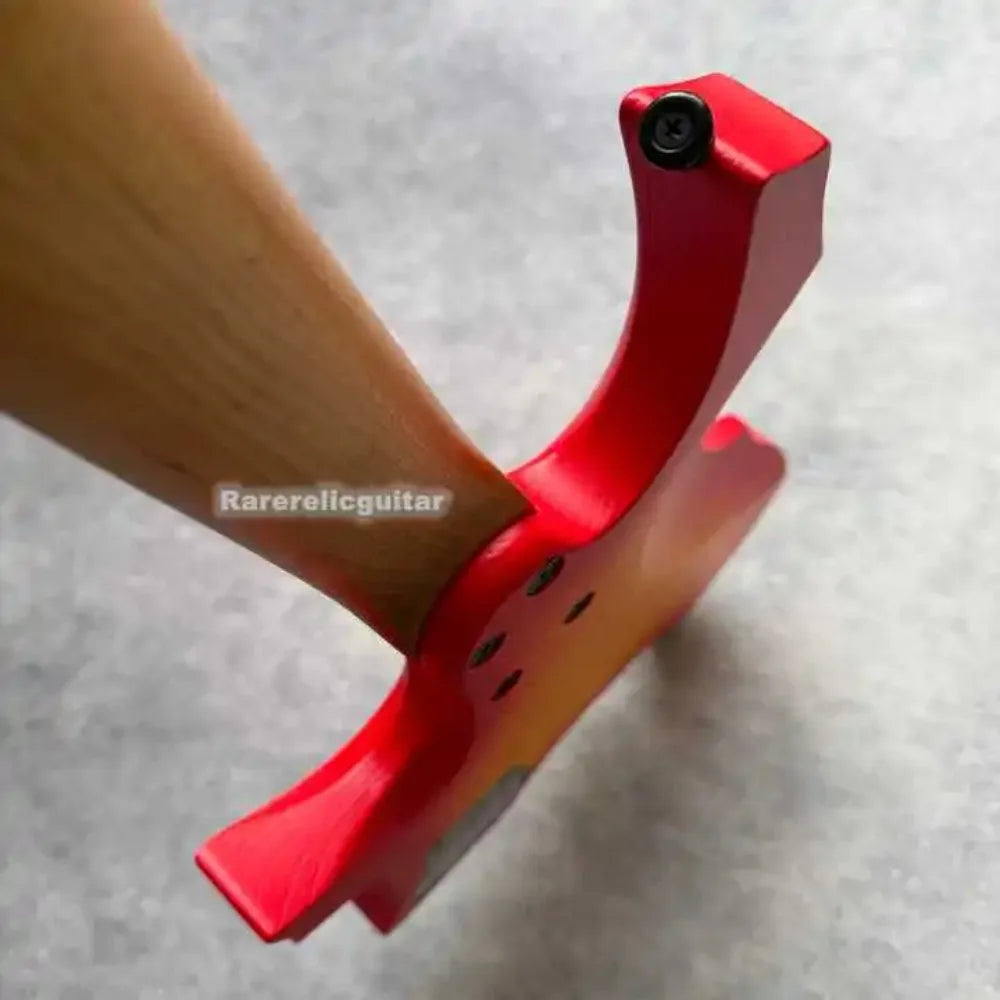 Nueva Guitarra Eléctrica Roja sin Cabeza, Cuerpo de Fresno Tostado, Mástil de Arce Tostado, Trastes de Acero Inoxidable, Dos Pastillas Humbucker, Puente de Latón
