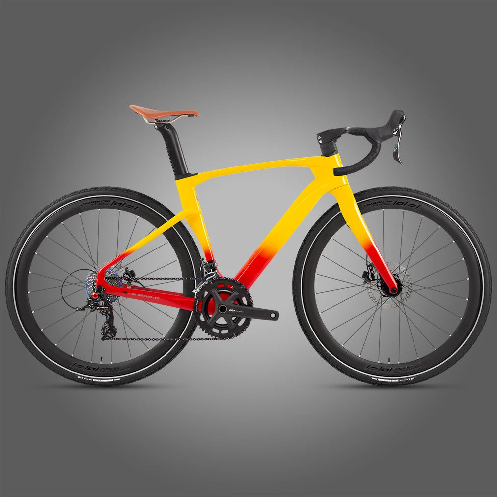Bicicleta de carretera de fibra de carbono TWITTER Gravel V3, velocidad variable electrónica SENTYEH, ES7000-1*13 velocidades, frenos de disco hidráulicos, bicicleta de gravel