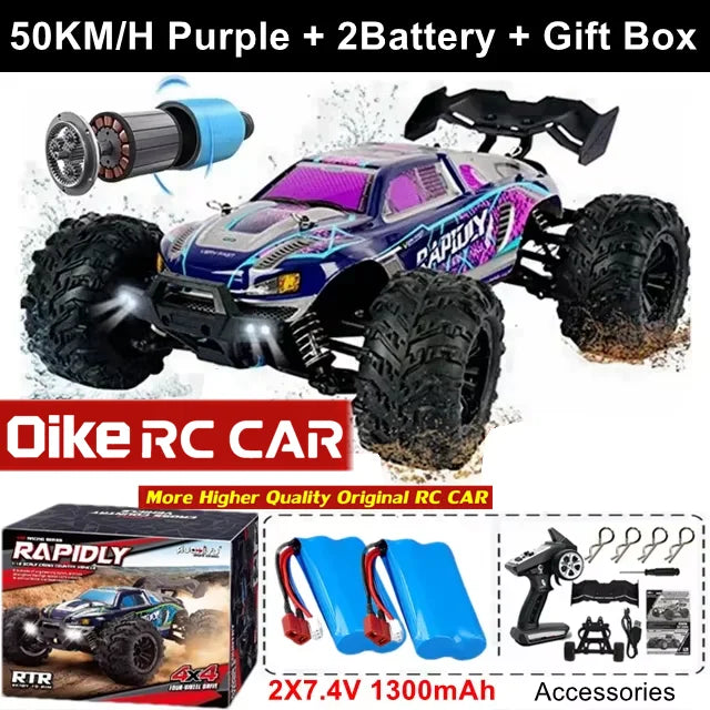 Coche teledirigido Oike 4WD 1:16 80 km/h super sin escobillas 50 km/h con escobillas, 4x4 todoterreno, camión de carreras de alta velocidad, buggy de juguete