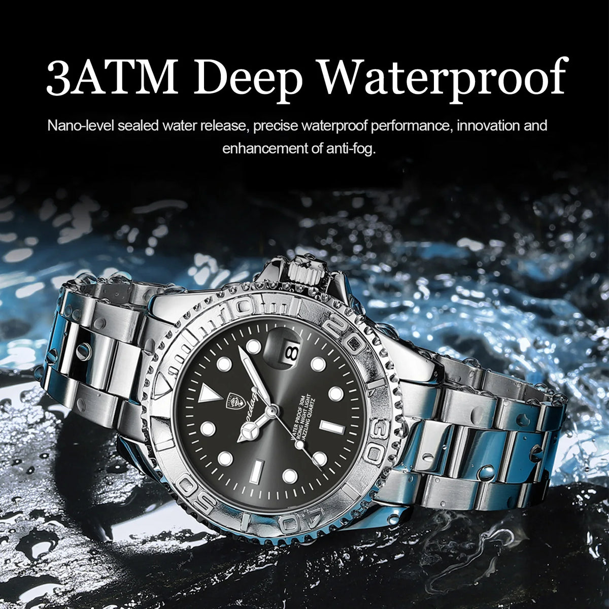 POEDAGAR Top Original Quartz Men's Watches Stainless Steel Date Fashion Wristwatch For Men Waterproof Luminous Classic Man Watch