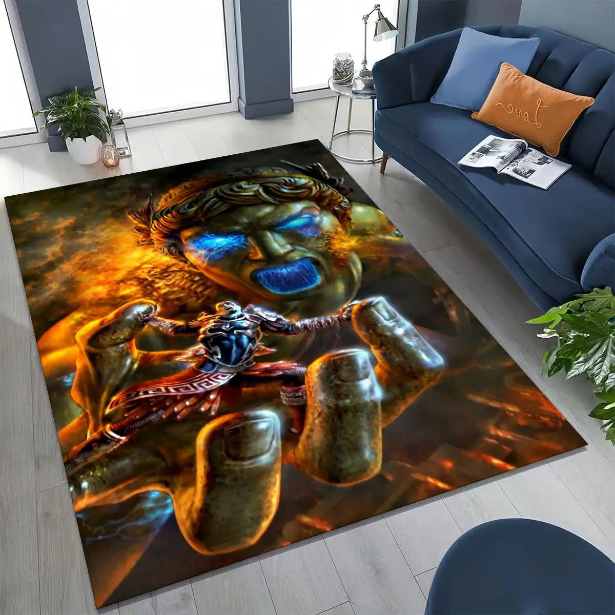 Alfombra de God of War Kratos para dormitorio, sala de estar, sofá, decoración del hogar, felpudo, alfombrilla antideslizante grande para juegos infantiles