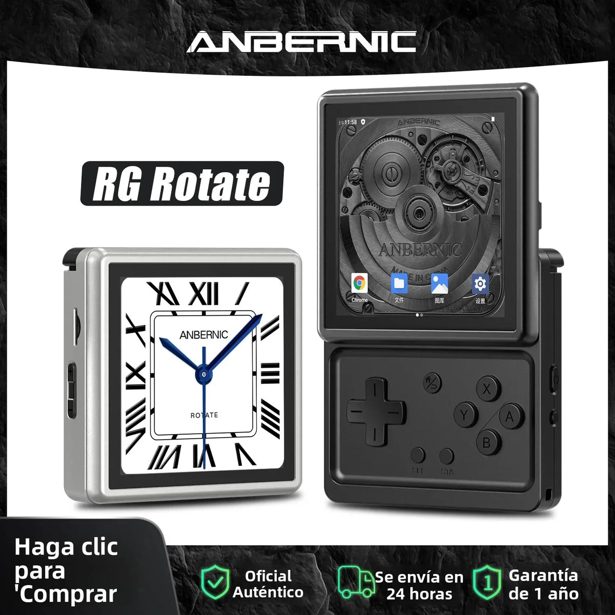 Anbernic RG Rotate Android Handheld Game Console 3.5" IPS 720×720 T618 Retro Gaming Emulator WiFi 3GB+32GB Portable Player