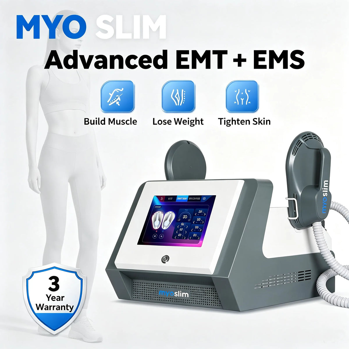 Dispositivos de estimulación muscular EMS Myoslim 7500W, masajeadores corporales, máquina de belleza profesional para quemar grasa, perder peso y adelgazar.