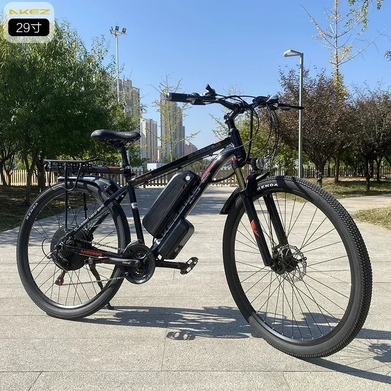 Bicicleta eléctrica AKEZ 2025 de nuevo estilo, 29 pulgadas, 48V 1000W, 13AH/18AH, bicicleta eléctrica de aleación de aluminio con doble freno de disco para adultos