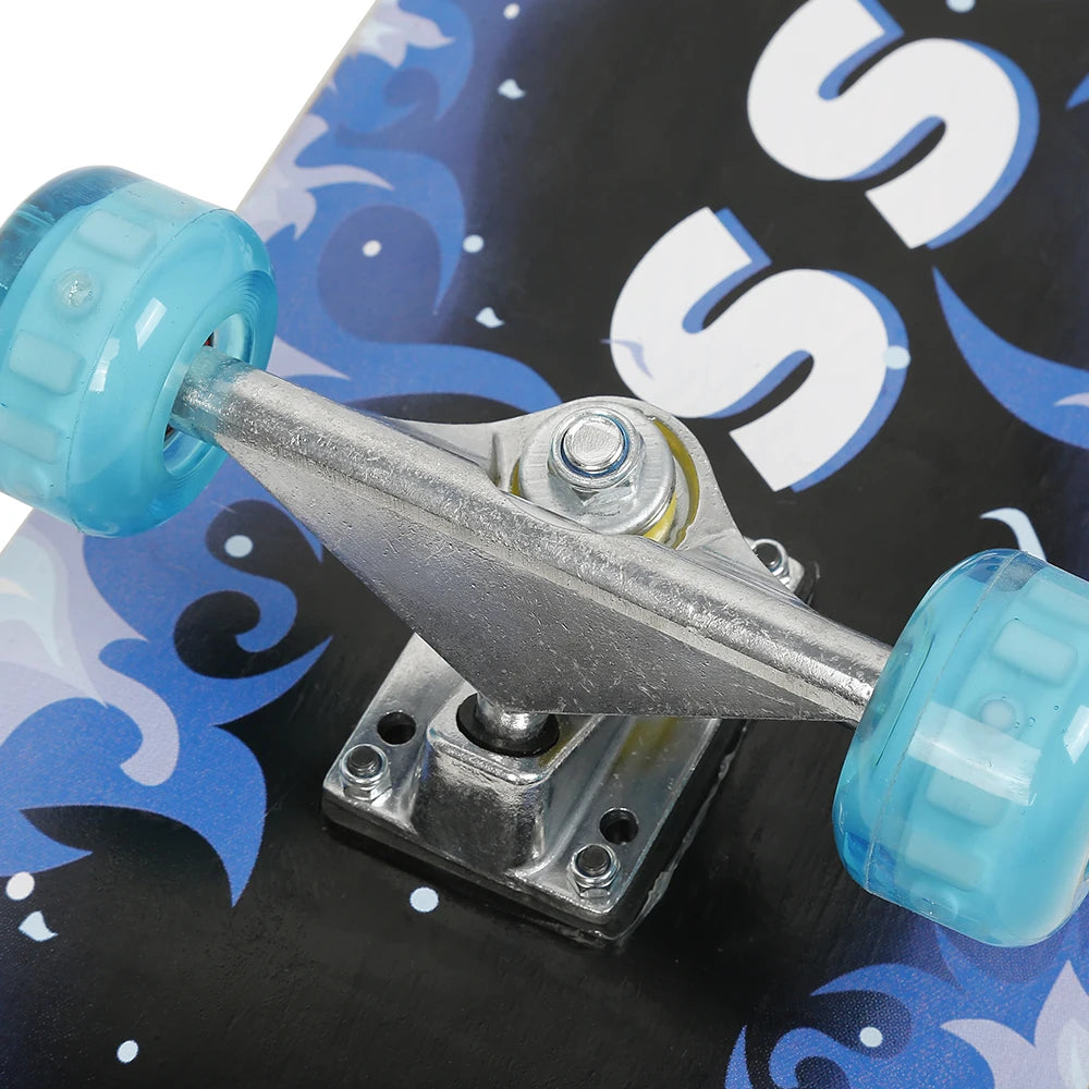 Patineta completa de 31 pulgadas, 7 capas de madera de arce, patineta completa preensamblada, patineta longboard con rodamientos ABEC-7 para adolescentes y adultos, azul.
