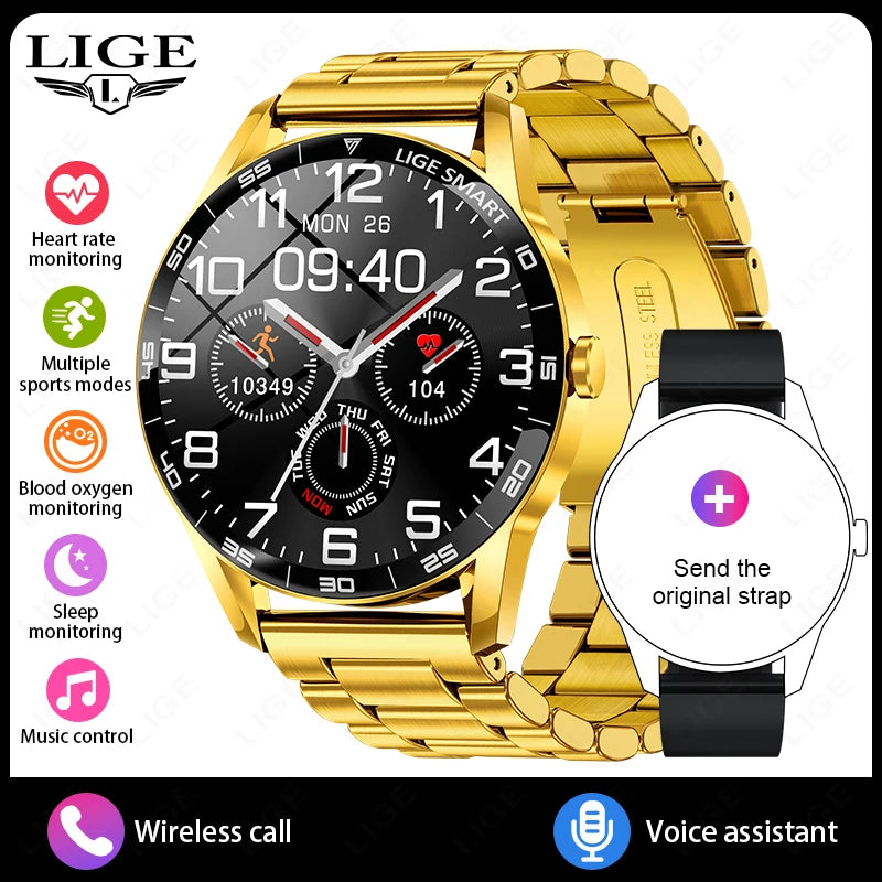 LIGE Nuevo Reloj Inteligente 2025 para Hombre, Resistente al Agua IP68, Monitor de Frecuencia Cardíaca, Pantalla Táctil Completa, Reloj Deportivo de Fitness con Llamada Bluetooth