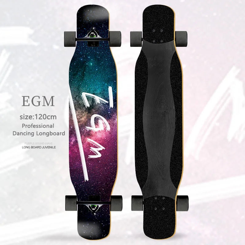Patineta Completa para Mujer, Longboard de 110/120 cm, Tabla de Madera de Arce de 7 Capas, Ruedas de PU, para Principiantes, Freestyle, Baile Callejero