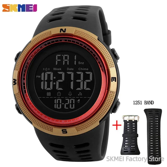 SKMEI 1251 Digital Watch for Men Waterproof Sports Electronic Countdown Mens Wristwatches Military Date Clock 1560 Reloj Hombre