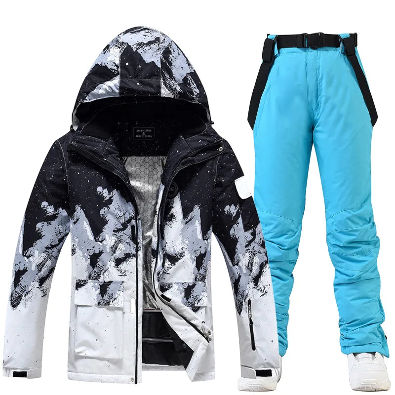 Nuevo traje de esquí de montaña nevado para hombre, ropa de nieve cálida impermeable a prueba de viento para invierno y exteriores, chaqueta de snowboard para parejas y mujeres, pantalones