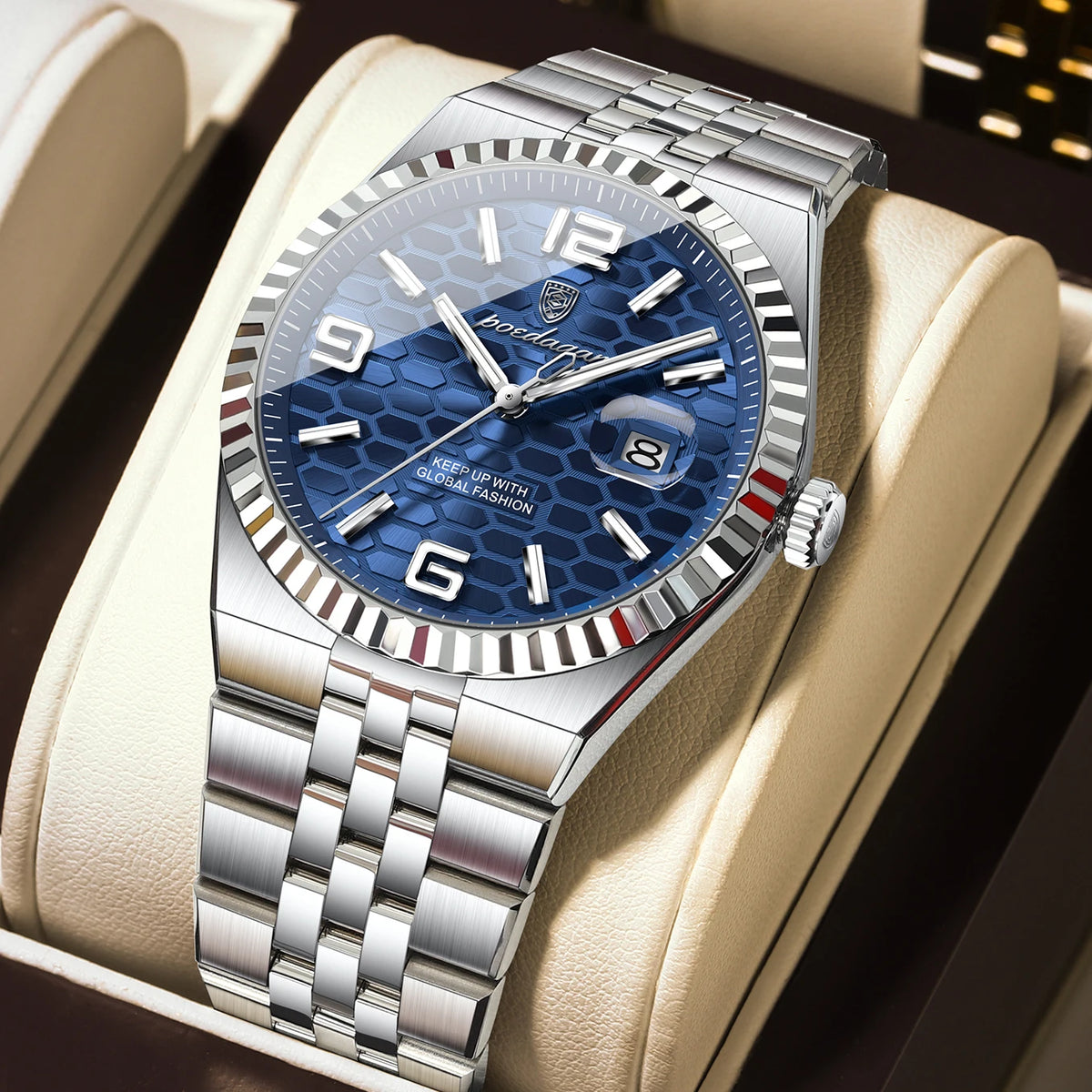 Reloj de hombre original de alta calidad POEDAGAR, resistente al agua, luminoso, con fecha, reloj de lujo para hombre, de acero inoxidable, de cuarzo, incluye caja