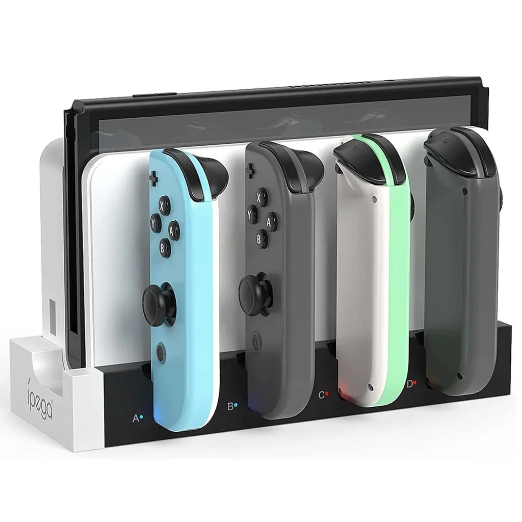 Estación de carga Joycon IPEGA PG-9186 para interruptor y OLED: carga hasta 4 controladores, compatible con interruptor y modelo OLED