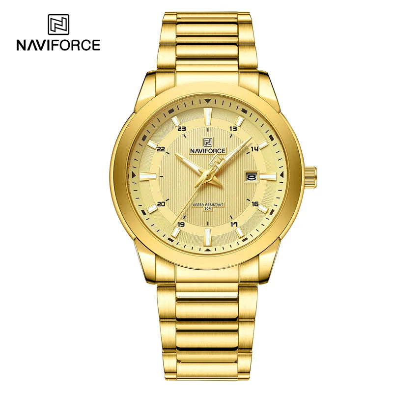 New Style NAVIFORCE Leisure Men's Quartz Simple Design Commuting Luminous Watch Business Stainless Steel Strap 3ATM Waterproof