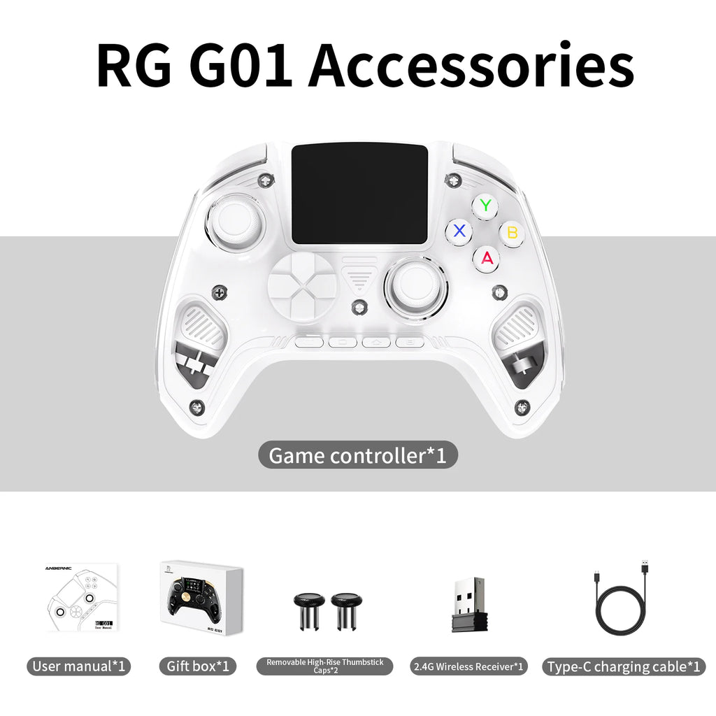 Controlador de Juegos Inalámbrico con Pantalla Interactiva Anbernic RG G01 Compatible con PC/Steam/Linux/Android/Switch/iOS con Efecto Hall