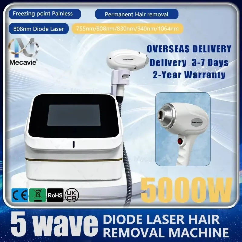Máquina Profesional de Depilación Láser de Diodo de Titanio con Hielo 808nm 6000w, Indolora, Permanente, con Certificación CE y Diseño de Tanque de Agua Externo