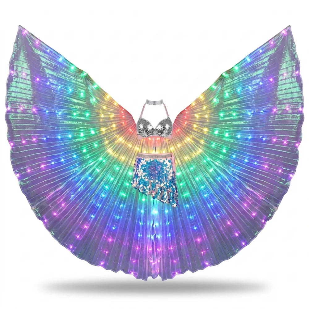 Capa Luminosa LED con Alas de Mariposa para Actuaciones Escénicas, Disfraz de Danza del Vientre, Arte Luminoso Portátil, Accesorio para Fotos de Fiesta de Halloween