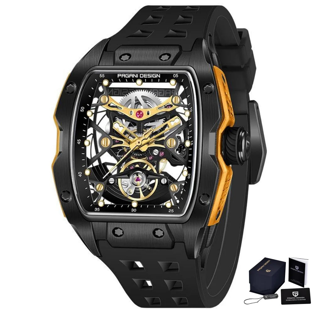 Reloj mecánico para hombre PAGANI DESIGN de 42 mm con esfera esqueletada, reloj automático de lujo con cristal de zafiro y resistente al agua hasta 50 m para hombre
