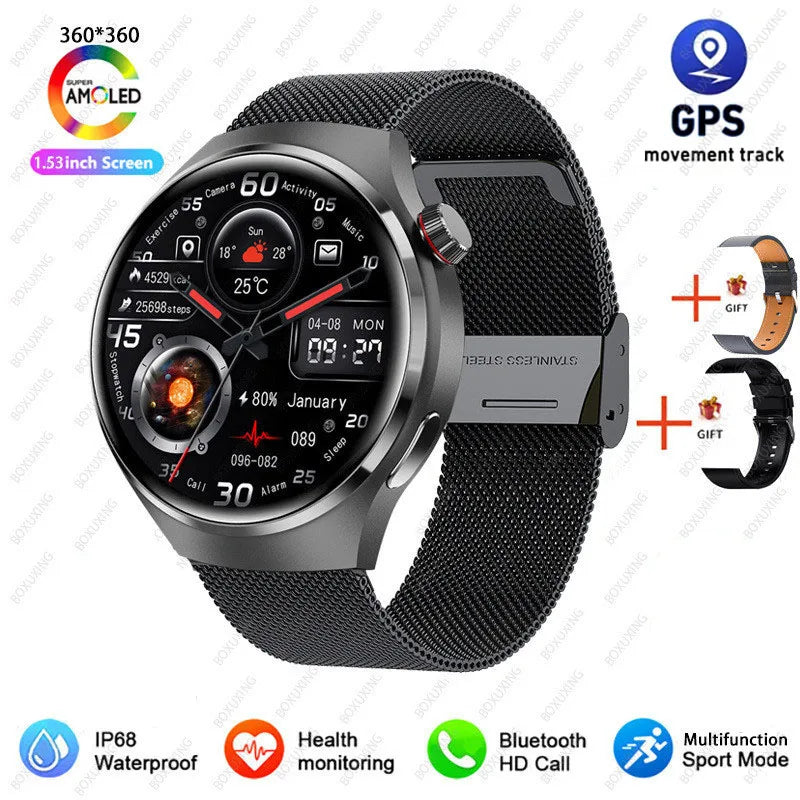 Reloj inteligente 2026 New Watch 4 Pro GPS para hombre, pantalla AMOLED 360*360, frecuencia cardíaca, llamada Bluetooth, resistente al agua IP68, smartwatch deportivo para hombre