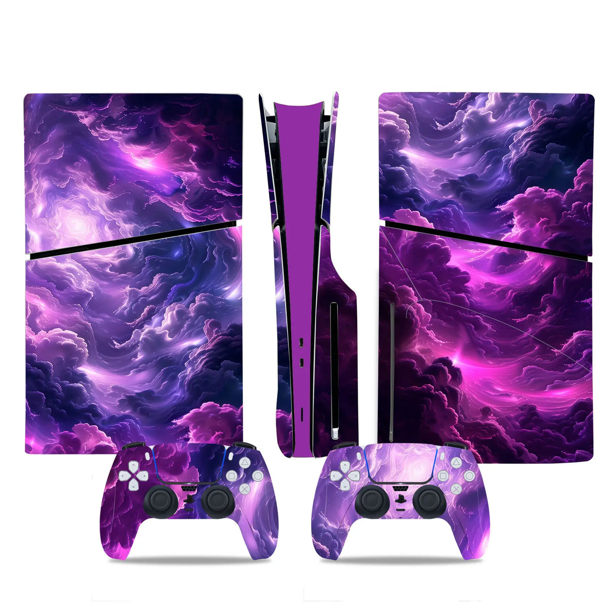 Adhesivo de vinilo para consola PS5 Slim con lector de disco y 2 mandos, cobertura completa