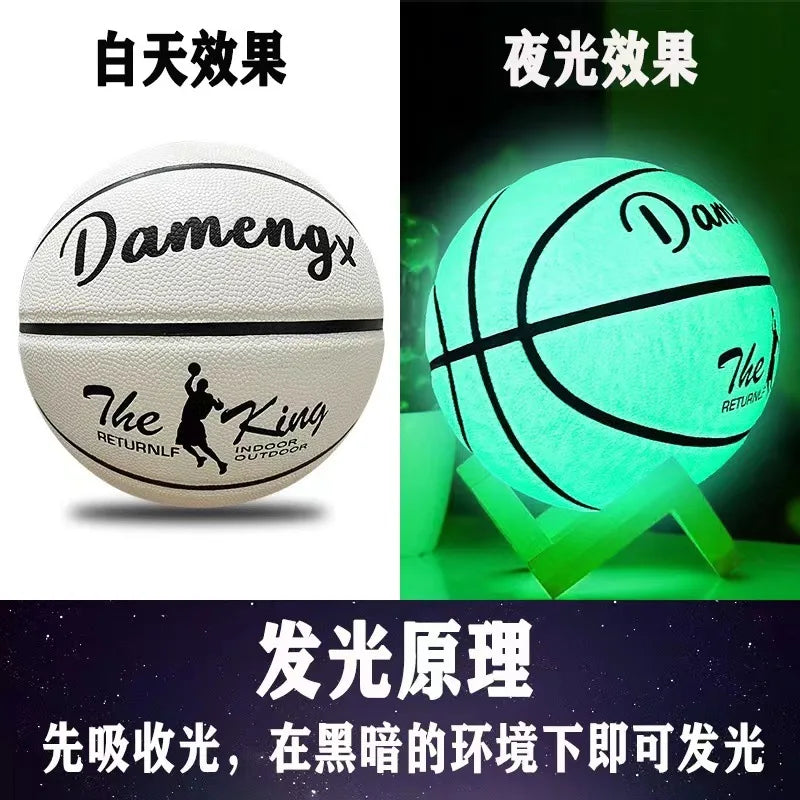 Baloncesto luminoso fluorescente tamaño 5 y tamaño 7 regalo al aire libre femenino resistente al desgaste estándar para niños y adultos