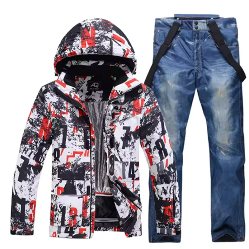 Traje de esquí colorido y cálido para hombre, ropa de snowboard, chaquetas de invierno, pantalones para hombre, ropa impermeable, disfraces de nieve,-30
