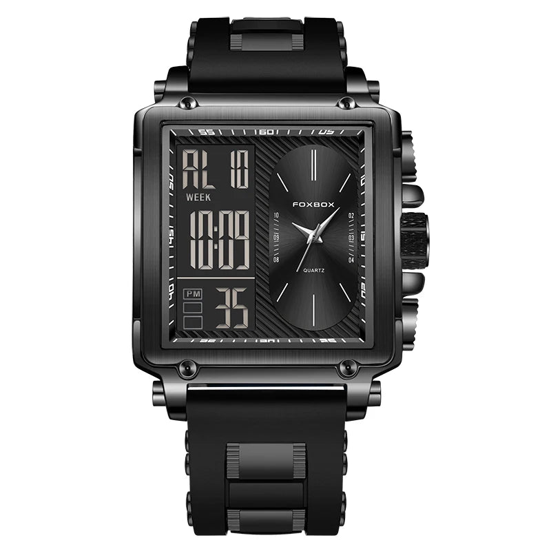 Nuevo reloj digital cuadrado de moda LIGE para hombre, reloj de pulsera de cuarzo deportivo informal, cronógrafo de lujo de la mejor marca FOXBOX