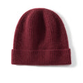 Gorro de Punto KOIJINSKY para Mujer, Otoño Invierno, 35% Cachemira, 65% Lana Merino, Diseño de Canalé Vertical, Color Sólido, Borde Enrollado Elástico y Suave