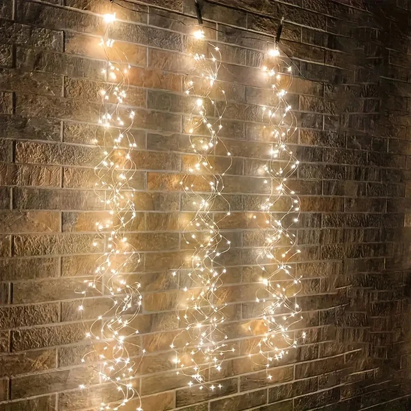 Rama de luces LED con energía Solar, luz de cascada impermeable de cobre para fiesta de jardín, decoración de árbol de Navidad al aire libre