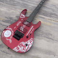 Guitarra Eléctrica STSS de Alta Calidad con Acabado Rojo Metálico, Doble Pastilla, Doble Bloqueo de Trémolo, Guitarra de Rock Metálica, Entrega Incluida