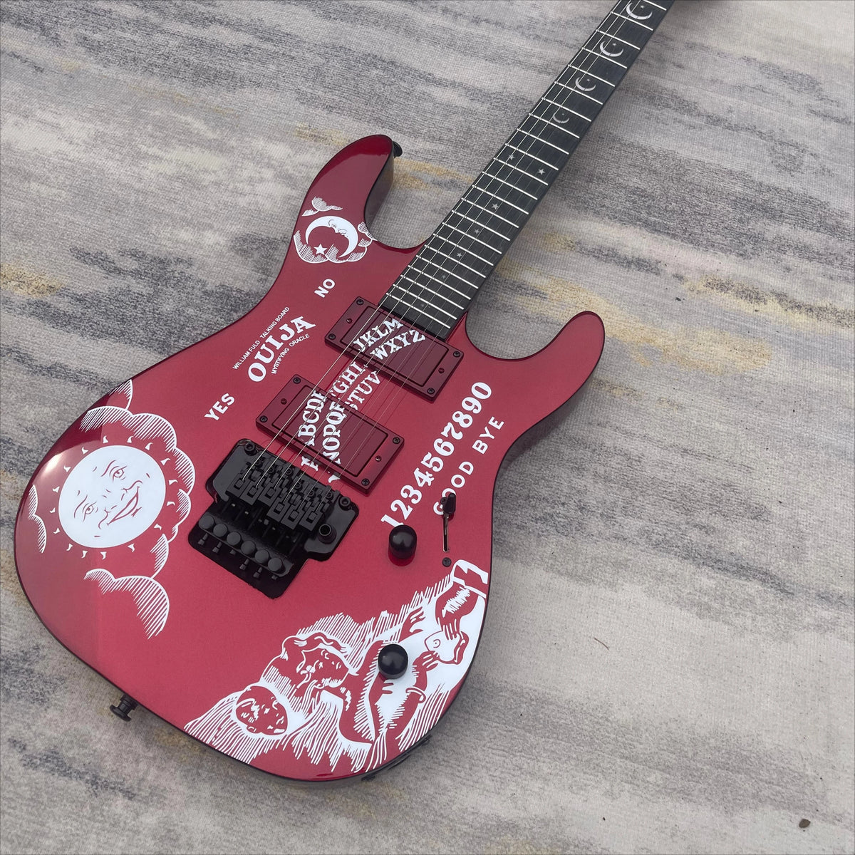 Guitarra Eléctrica STSS de Alta Calidad con Acabado Rojo Metálico, Doble Pastilla, Doble Bloqueo de Trémolo, Guitarra de Rock Metálica, Entrega Incluida