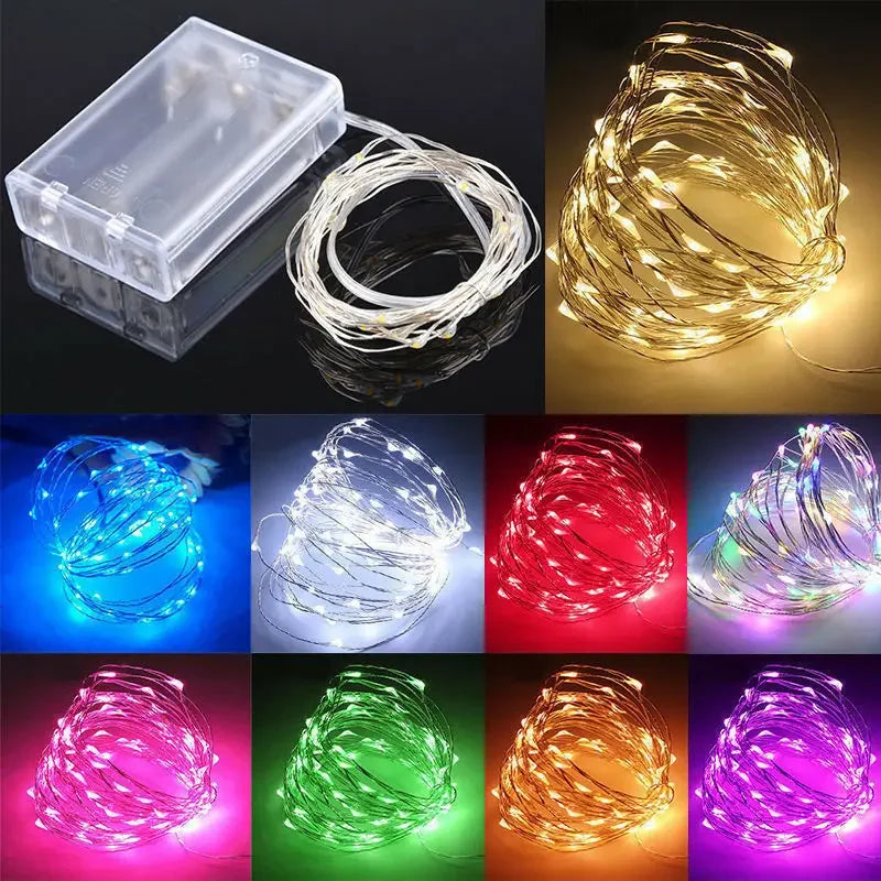 Guirnalda de luces LED de alambre de cobre de 1M 2M 3M 5M 10M 20M 30M, iluminación navideña, guirnalda de hadas para decoración de árboles de Navidad, bodas y fiestas