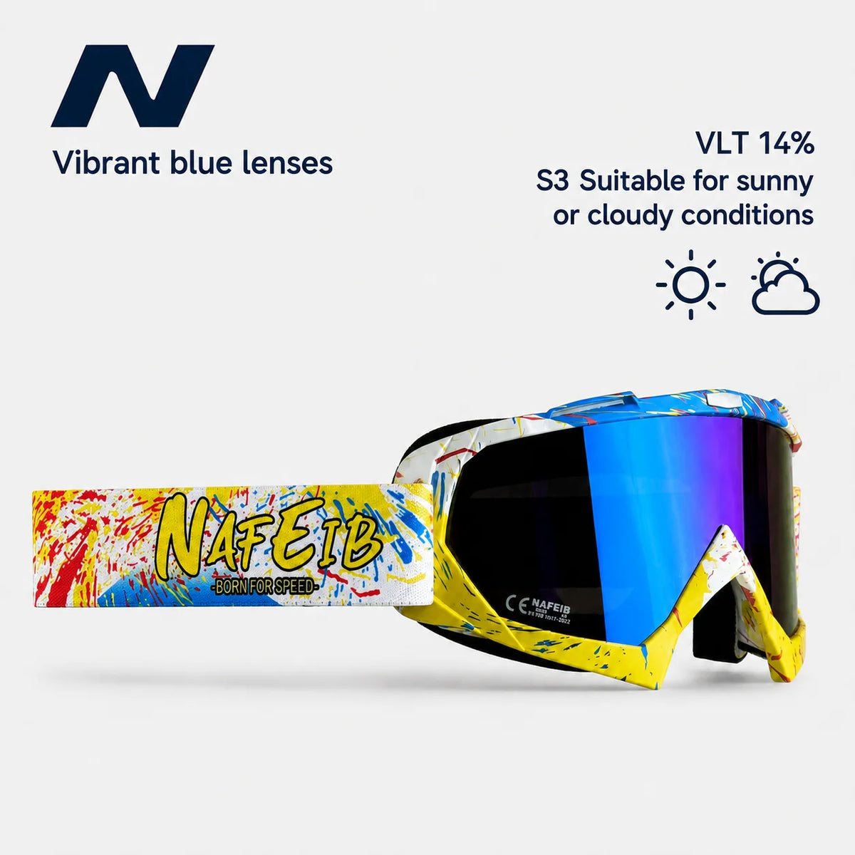 Gafas de Esquí, Aptas para Esquí y Snowboard, Gafas de Motociclismo para Todas las Estaciones, Equipadas con Lentes Anti-UV HD UV400