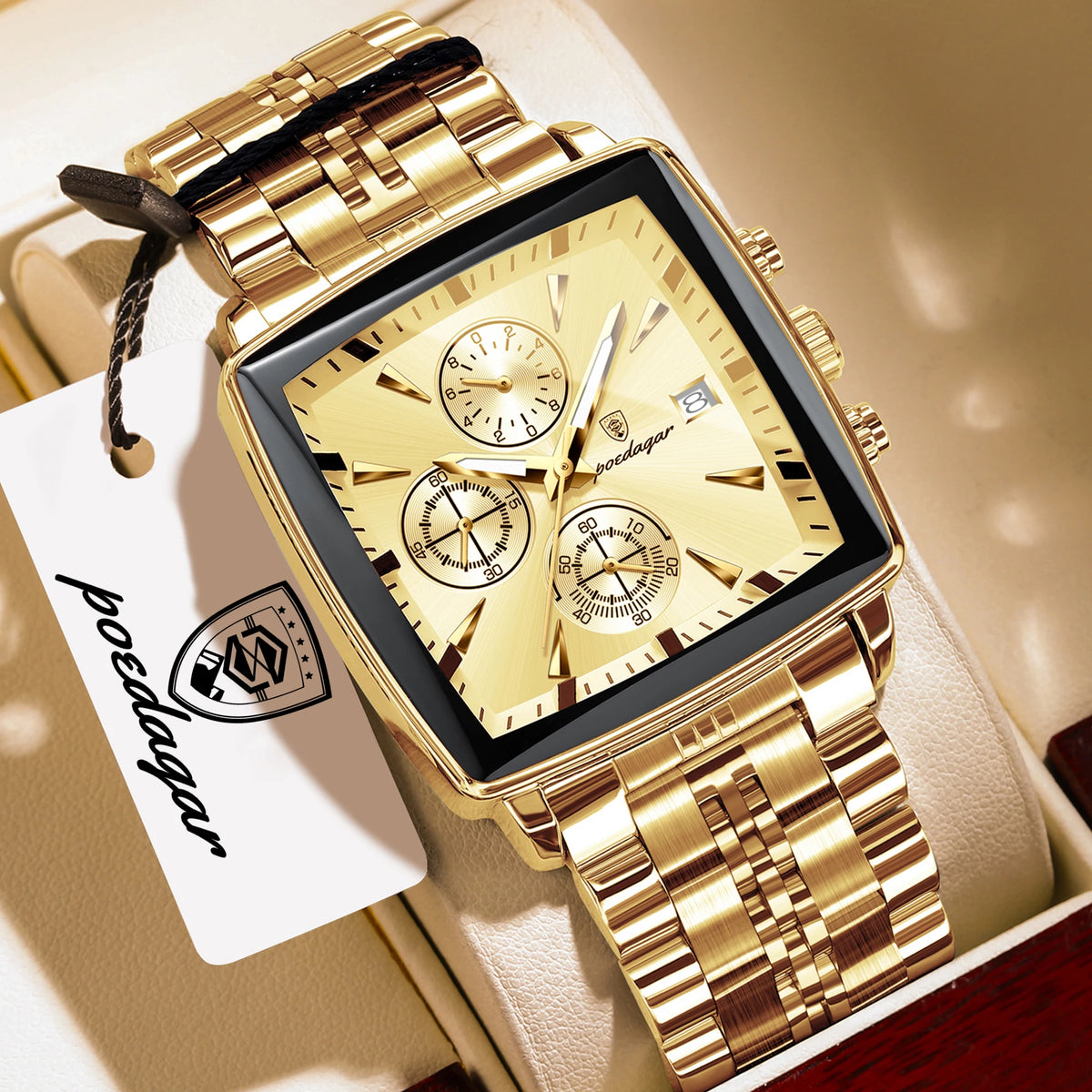 Reloj de pulsera de lujo para hombre POEDAGAR, de cuarzo, luminoso, resistente al agua, de acero inoxidable, cronógrafo con fecha, reloj de negocios para hombre