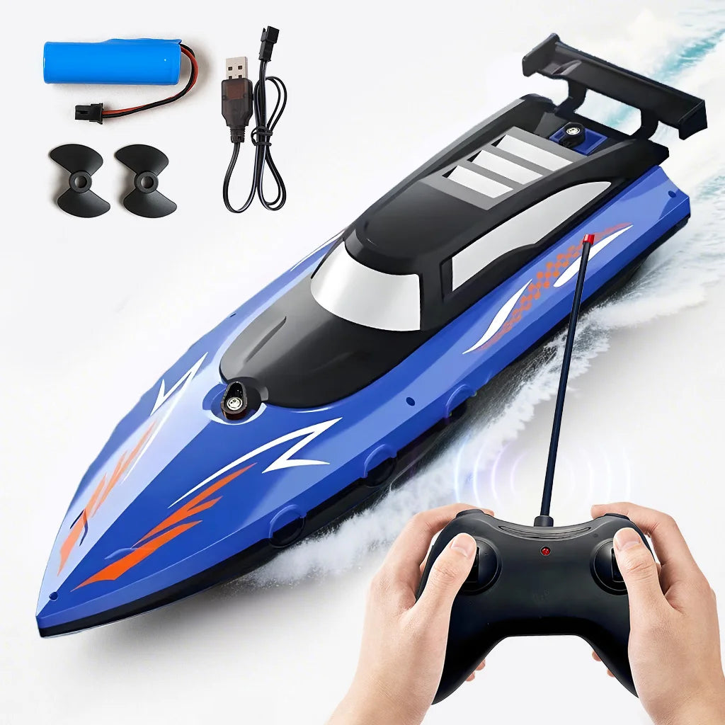 Lancha de control remoto de alta velocidad de 27 MHz | Barco de carreras acuático impermeable con doble motor, juguete para niños, regalo para exteriores y piscina