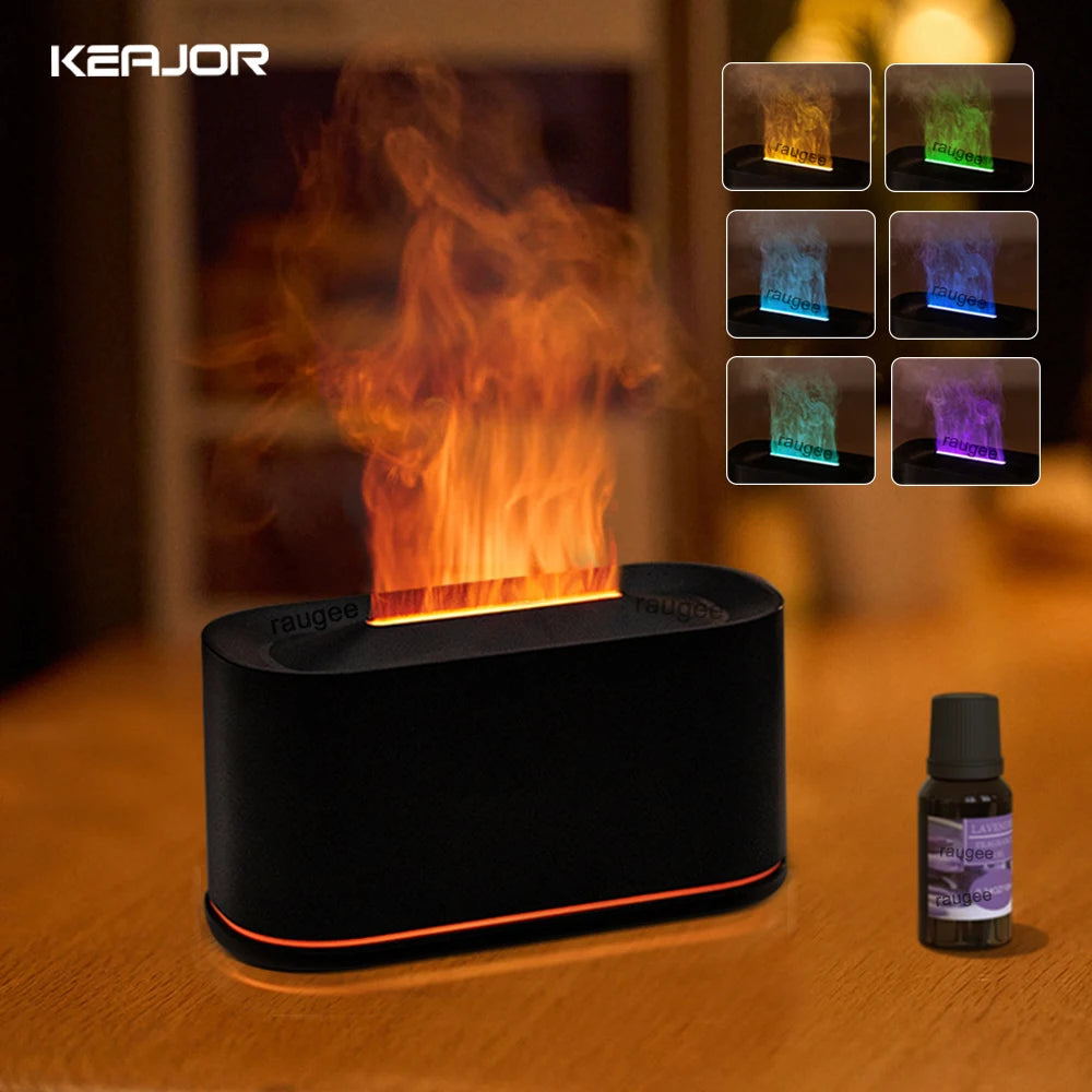 Humidificador de Aroma, difusor de aceites esenciales de llama, humidificador de aire para el hogar, dormitorio, Mini difusor de fragancia de aire con luz LED nocturna