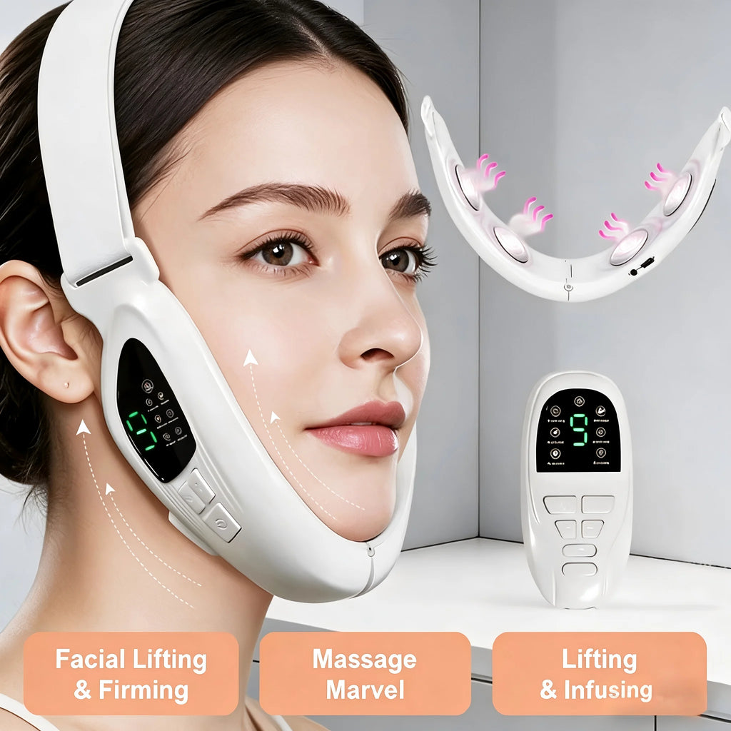 Máquina Eléctrica Reductora de Doble Mentón en Forma de V, Dispositivo de Belleza Facial, Masajeador Adelgazante Facial para Mejorar la Línea de la Mandíbula