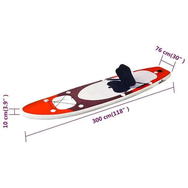Set de Tabla SUP Inflable Color Rojo 300 x 76 x 10 cm, Modelo Compacto y Ligero de Gran Maniobrabilidad, Equipo de Paddle Surf Ideal para Principiantes y Paseos Recreativos en Aguas Tranquilas