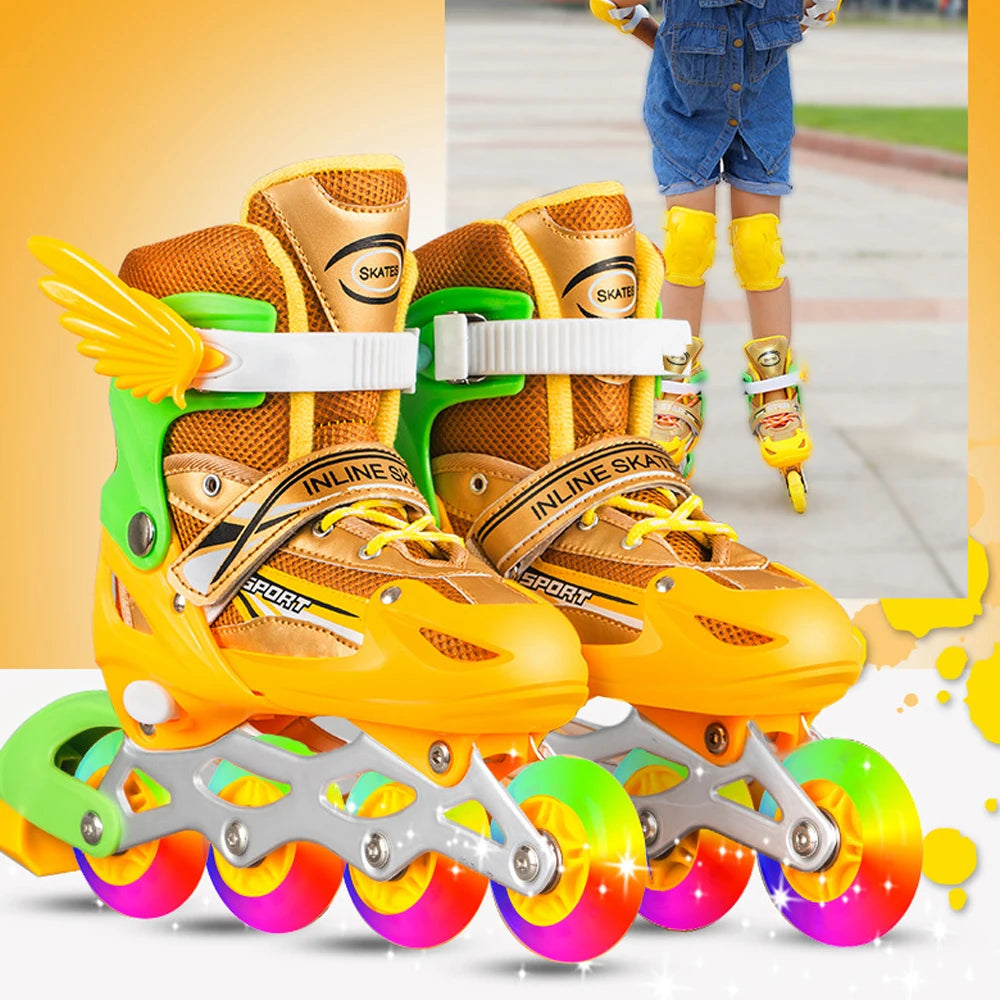Zapatos de patín en línea parpadeantes para niños y niñas, patines de 4 ruedas para mujeres y hombres, zapatillas de patinaje al aire libre, tamaño ajustable 26-42