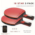 Raqueta de Tenis de Mesa Oficial de 16 Estrellas, Paleta Individual Profesional, Estilos Penhold y Shakehand, Fibra de Carbono Genuina para Competición
